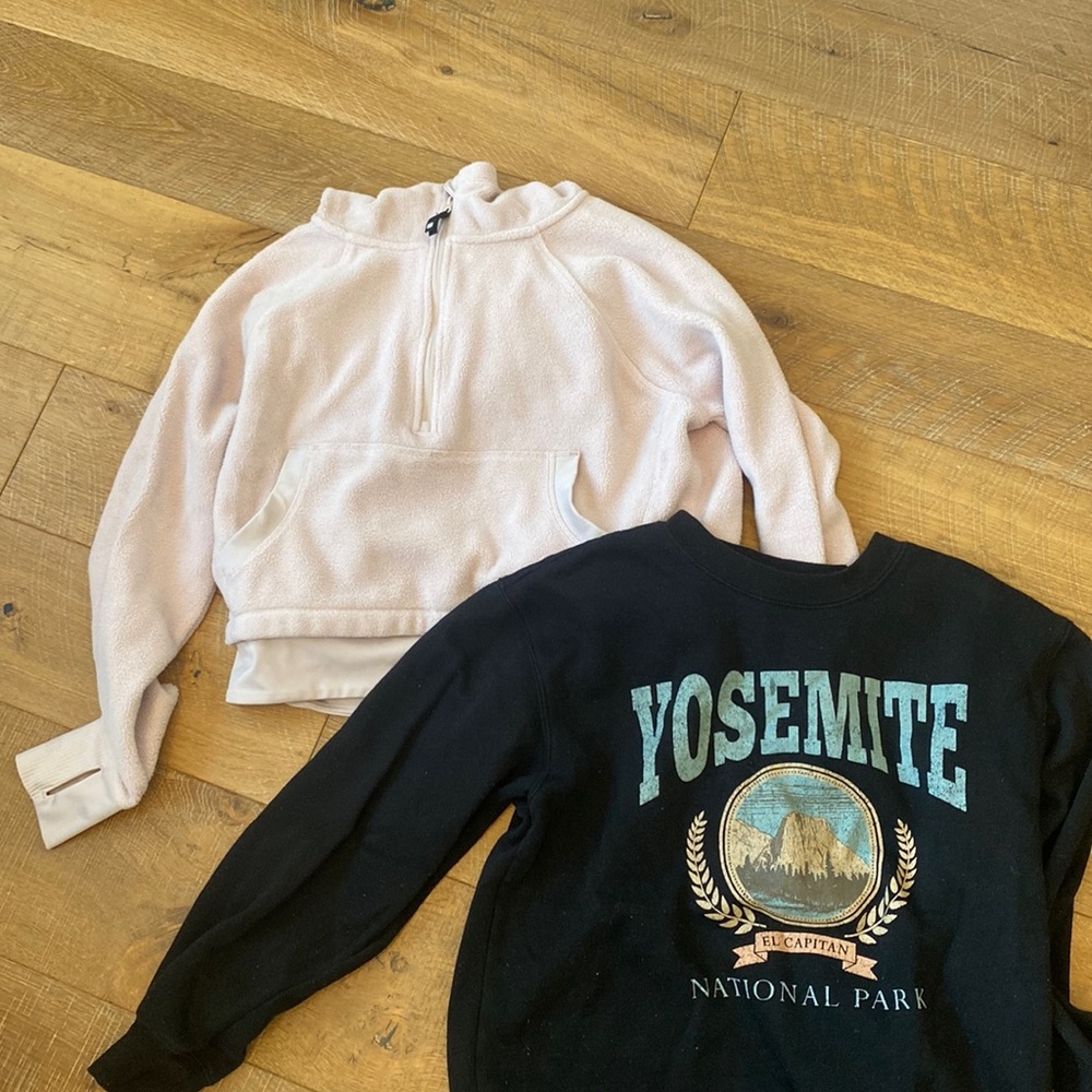 Bundle! Or sold separately! Cute fitness half zip! And a crew!